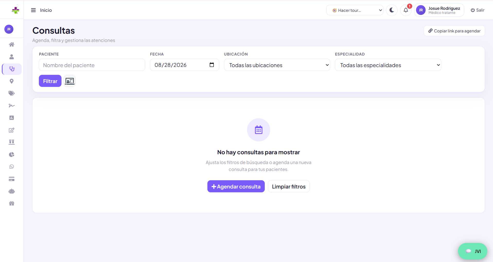 Búsqueda de una consulta con datos ficticios