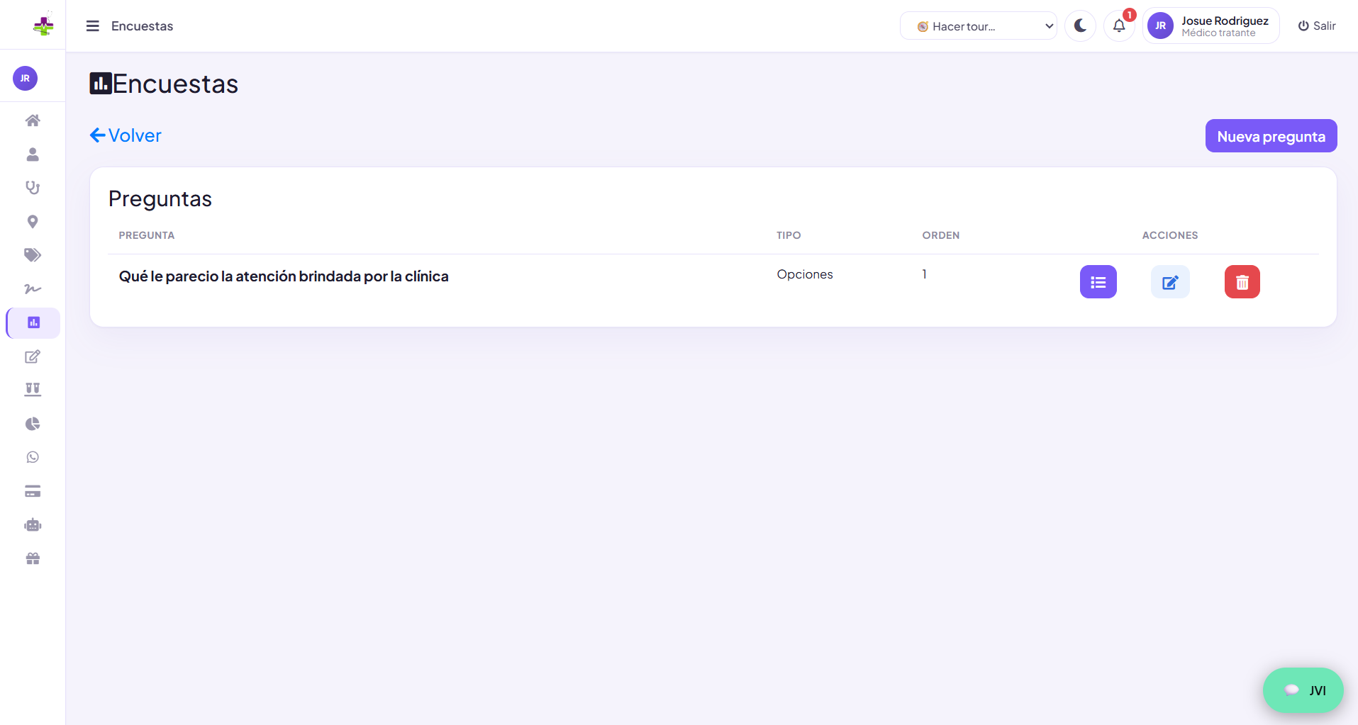 Configuración de preguntas de una encuesta