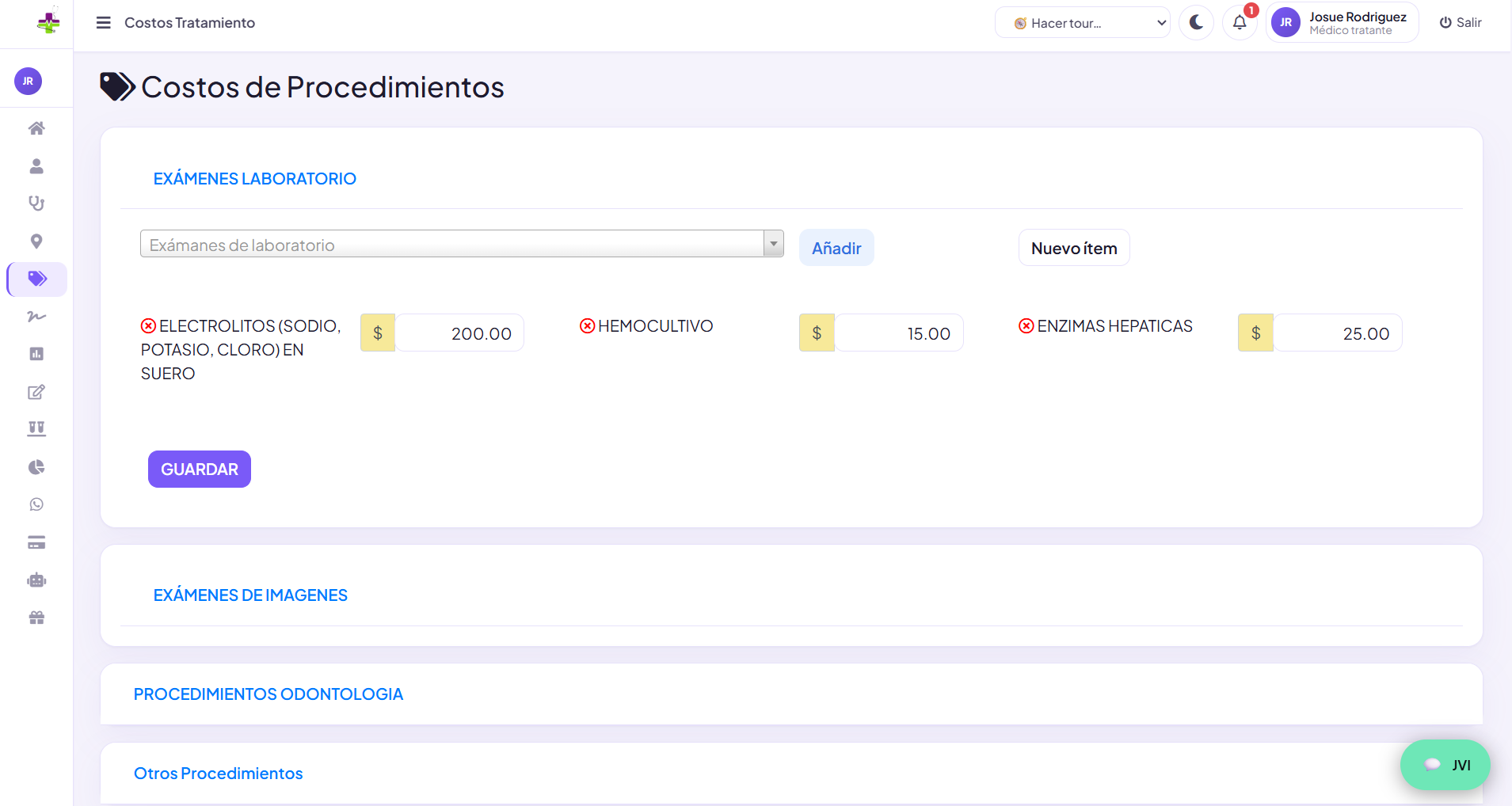 Procedimientos de laboratorio con datos ficticios